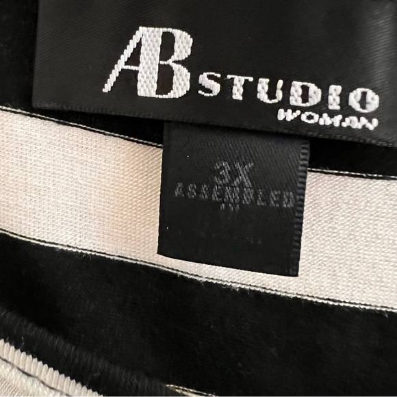 AB Studio Black & White striped top - 3X - Picture 3 of 3